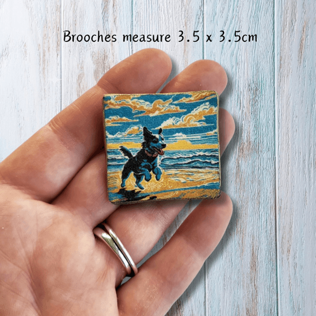 Dog Card & Brooch Gift Set for Mum