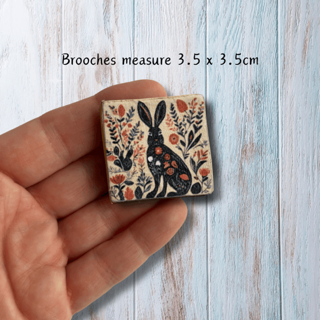 Hare Card & Brooch Gift Set for Mum